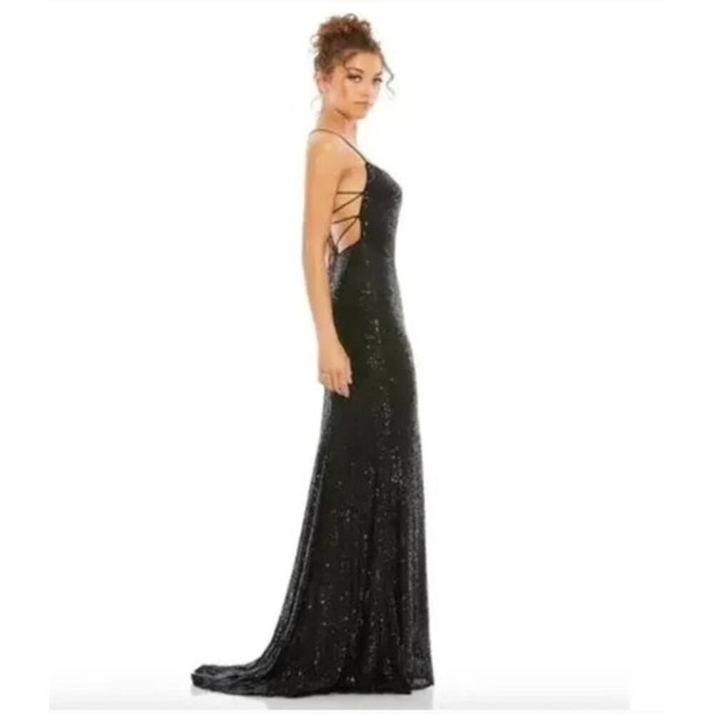 MAC DUGGAL Dress Size 10 Evening Gown NEW Sequin Black Stretch Sequin FLAW - Picture 7 of 8